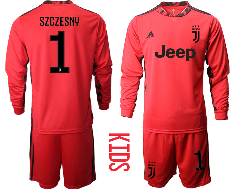 Youth 2020-2021 club Juventus red long sleeved Goalkeeper #1 Soccer Jerseys->juventus jersey->Soccer Club Jersey